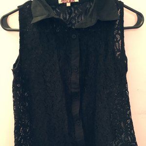 Black Lace Collared Top